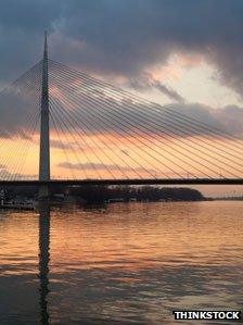 Ada bridge over the River Sava