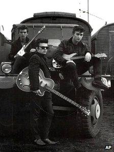 George Harrison, Stuart Sutcliffe and John Lennon in 1959