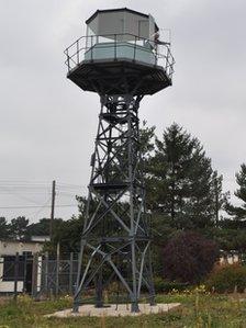 One of the watchtowers at the Suffolk bomb store