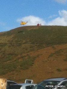 Paraglider rescued at Rhossili - photo by Peter Gingell