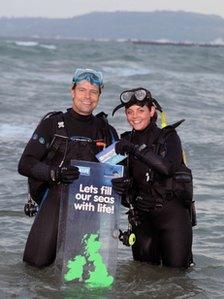 Chris Brown and Emily Madge, from the Weymouth Sea Life centre