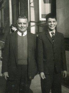 Peter and his dad as he started school at Worcester