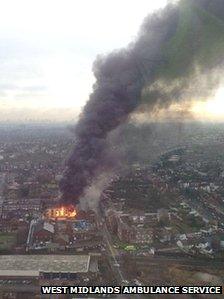 Scene of the fire from the air