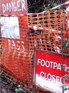 Coastal footpath closed