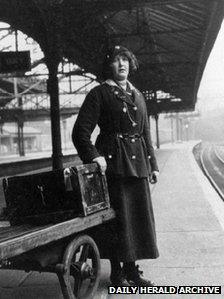 Female porter on the Lancashire and Yorkshire railway WW1