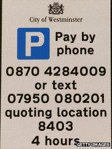 Westminster parking sign