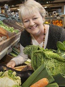 Carole Startin with north Wales produce