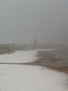 Snow on Tynemouth beach