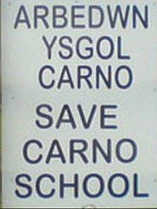 Save Carno school sign from 2007