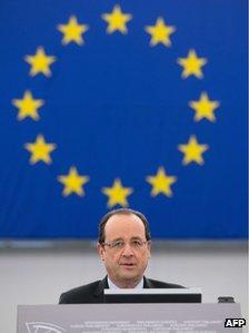 French President Francois Hollande addressing the European Parliament in Strasbourg, 5 February