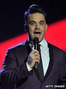 Robbie Williams at the Brits