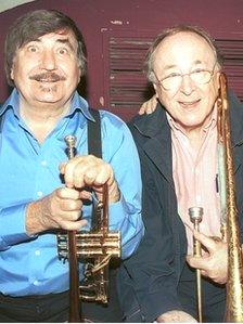 Kenny Ball and Chris Barber in 2000