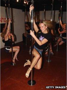 Pole dancers in London