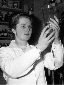 Margaret Roberts at work as a research chemist