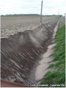 Soil blown into ditch in Manea, Cambridgeshire