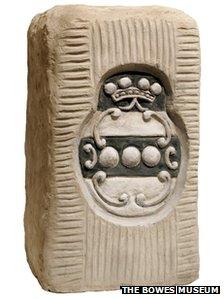 Model of a crown stone showing the arms of the Penn family