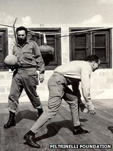 Fidel Castro and Giangiacomo Feltrinelli play basketball