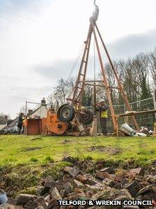 Boreholes being dug as part of Ironbridge stabilisation work