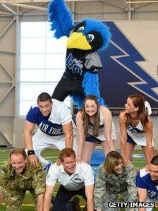 Prince Harry at Air Force Academy American football training session