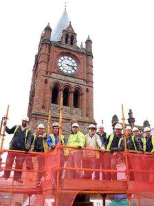 Construction workers at Guildhall