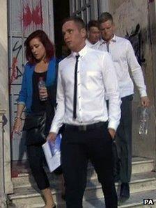 Luke Walker leaving court