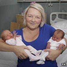 Karen Rodger with twins Rowan and Isla