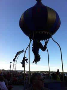 Trapeze artists have been entertaining the crowds at the pageant