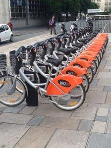 Dozens of bike-hire racks in Nantes, France