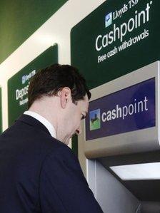 Chancellor at Lloyds cashpoint