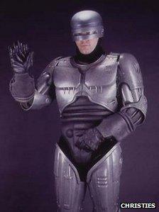 A replica Robocop costume