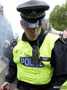 A Met police officer at a protest