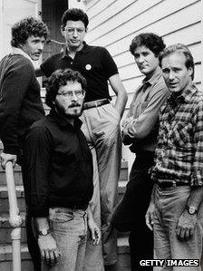 Director Lawrence Kasdan (front) with some of the stars of The Big Chill