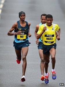 Mo Farah in the Great North Run