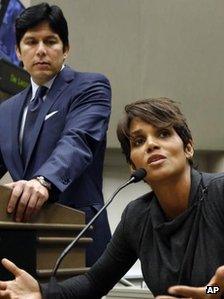 Halle Berry, with Senator De Leon