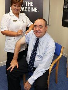 Alex Salmond getting the flu vaccine