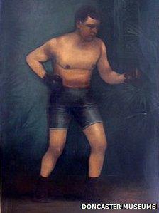 A painting of boxer Iron Hague