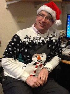 Mark D'Arcy in festive clothing