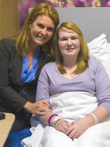 Sarah, Duchess of York with a patient at the centre