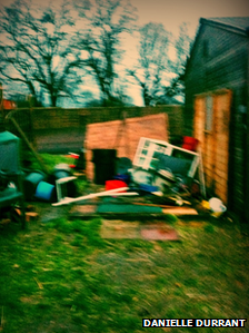 Destroyed shed