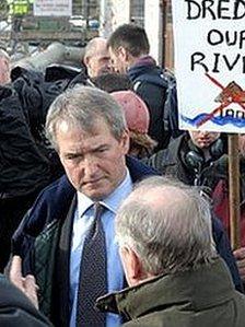 Owen Paterson confronted by protesters during his visit to Somerset