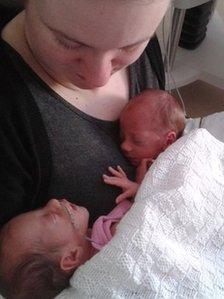 Laila and Aicha in the new unit with their mother Samantha