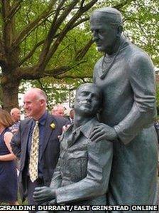 Statue of Sir Archibald McIndoe and patient