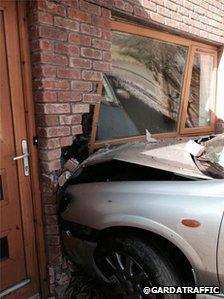 A window and wall were badly damaged in the incident which happened in Finglas on Sunday morning