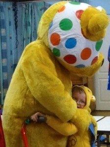 Taliesin Campbell was greeted by Pudsey at the end of his walk