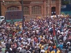 The crowd in Guildhall Square, Londonderry