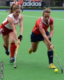 Natalie Sourisseau tackles England's Susie Townsend