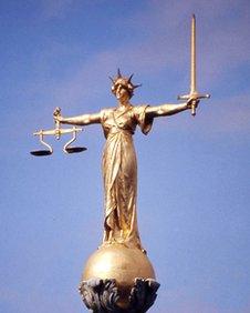 Scales of Justice statue on top of Old Bailey