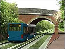 An artist's impression of the Cambridgeshire guided busway