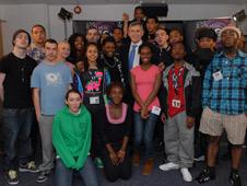 Gordon Brown with young people at 1Xtra