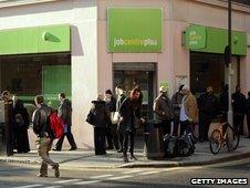 People outside a Job Centre Plus